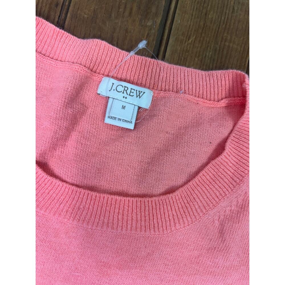 J. Crew women’s Coral/Pink Crewneck Sweater lightweight cotton wall blend - Picture 2 of 6